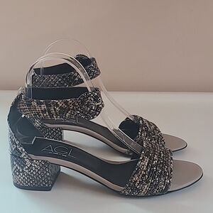 AGLSnakeskin Print Leather Multi-Band Sandal Size EU 37.5